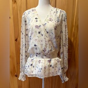 Express Floral V-neck Peplum Top women’s XL